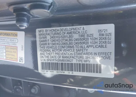 2021 Honda Passport 2Wd Sport from USA, damaged, VIN 5FNYF7H26MB008627